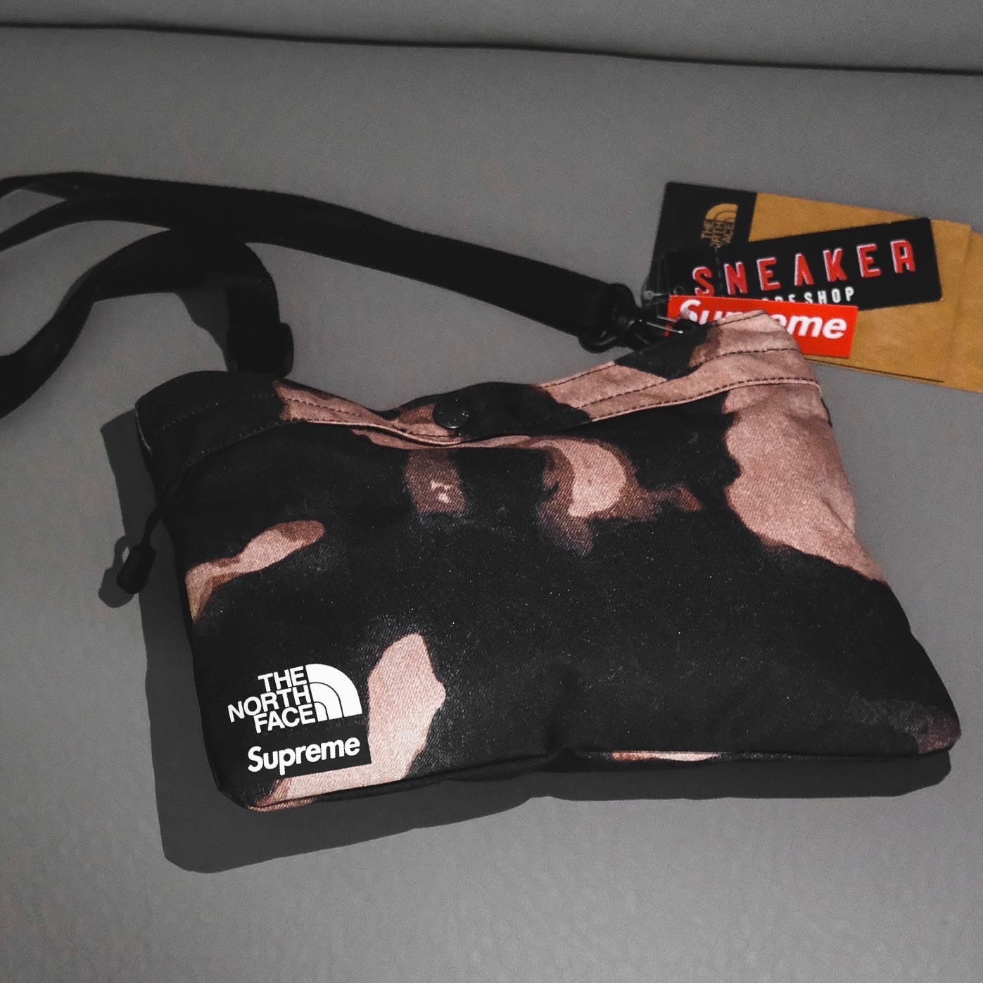 Supreme x The North Face Bleached Denim Print Shoulder Bag