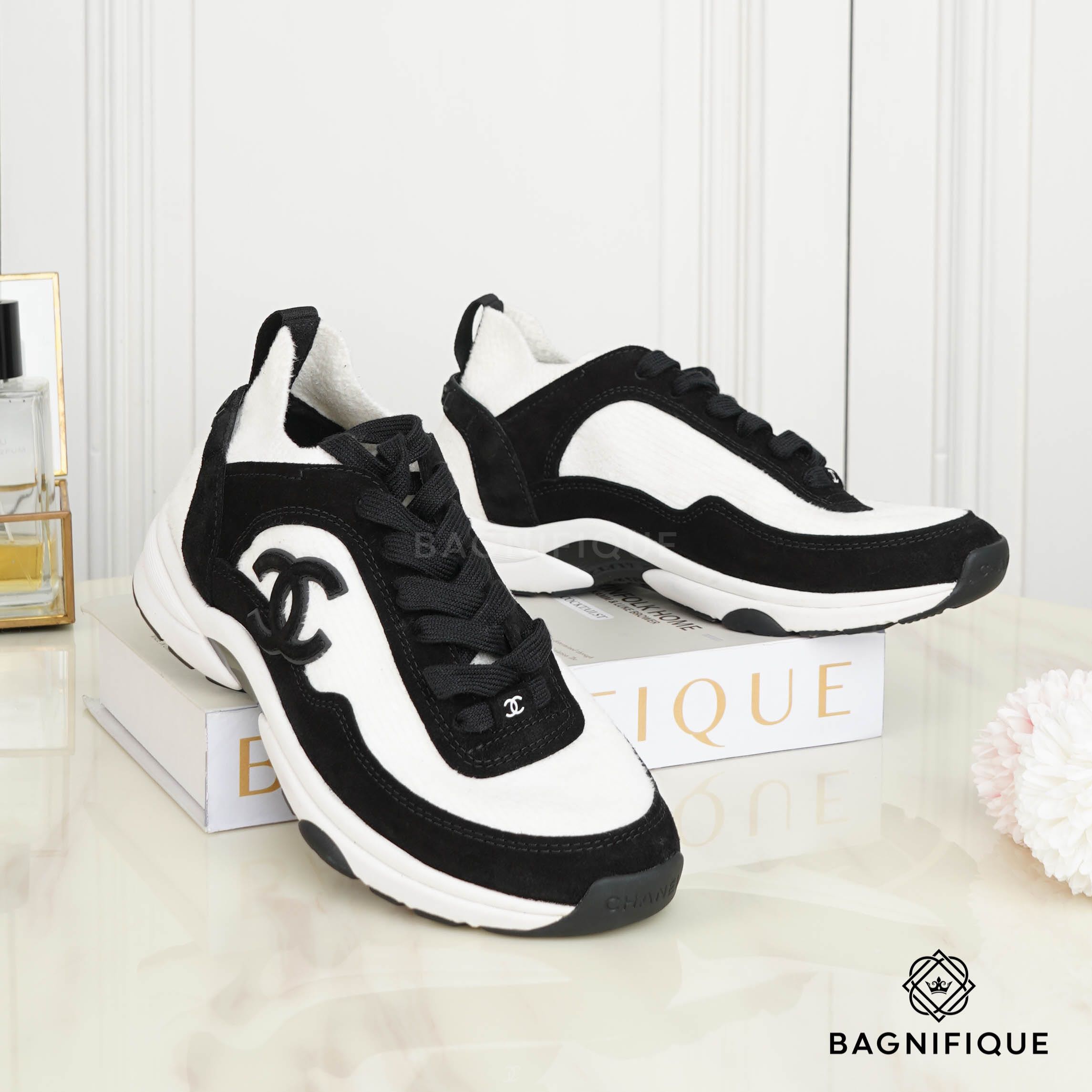 Chanel black velvet sneakers shop