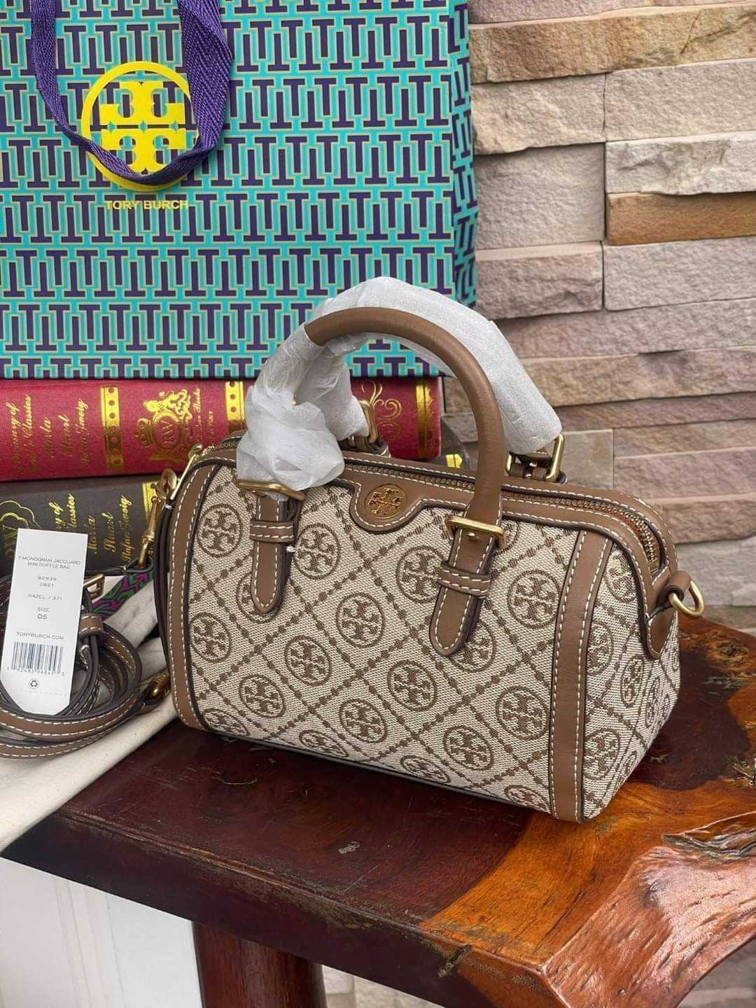 Tory burch T Monograme Jacquaed Mini Duffle Bag LINE SHOPPING