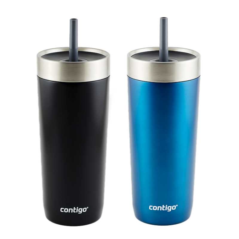 Luxe Stainless Steel Travel Tumbler with Spill-Proof Lid and Straw, 18oz