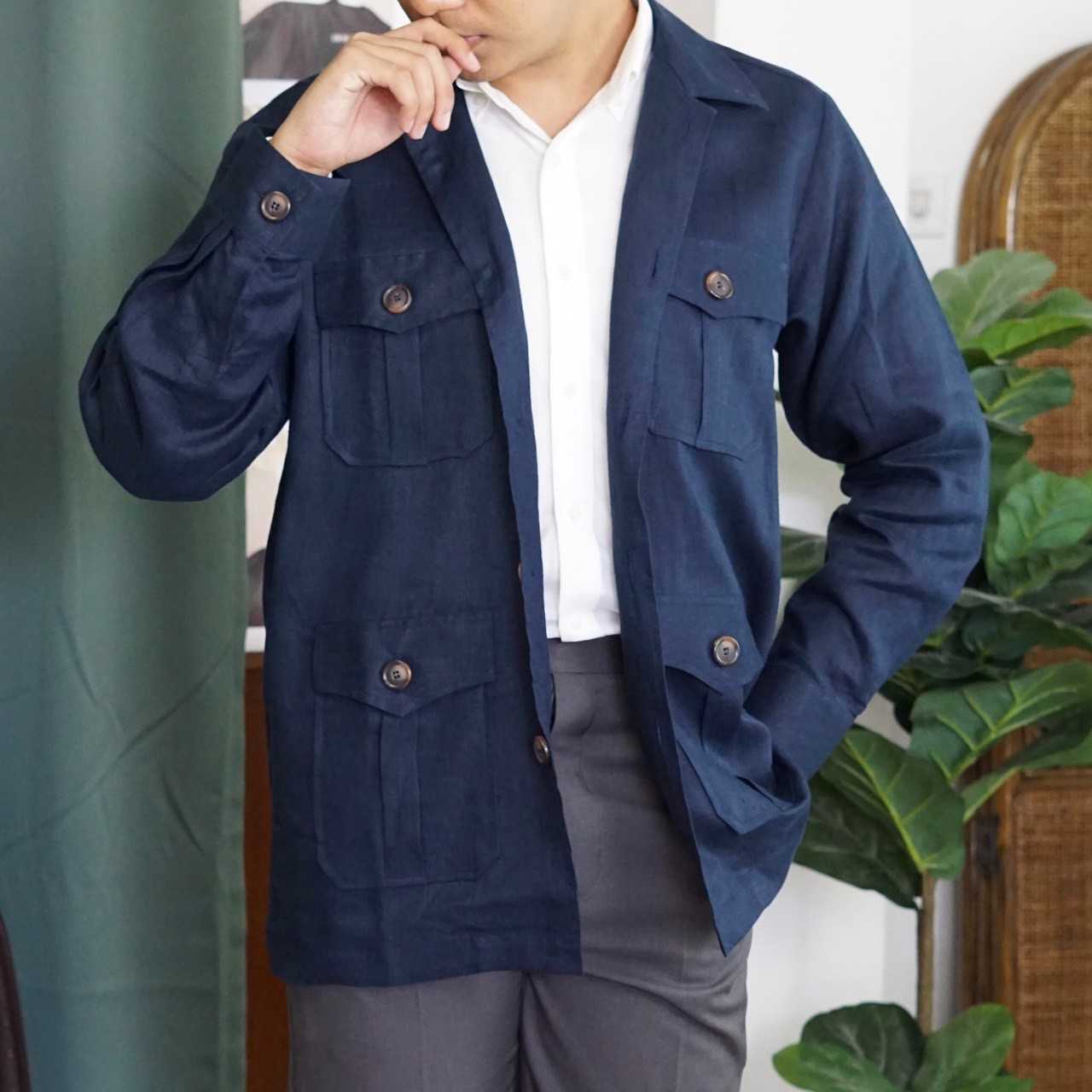 Navy safari jacket on sale
