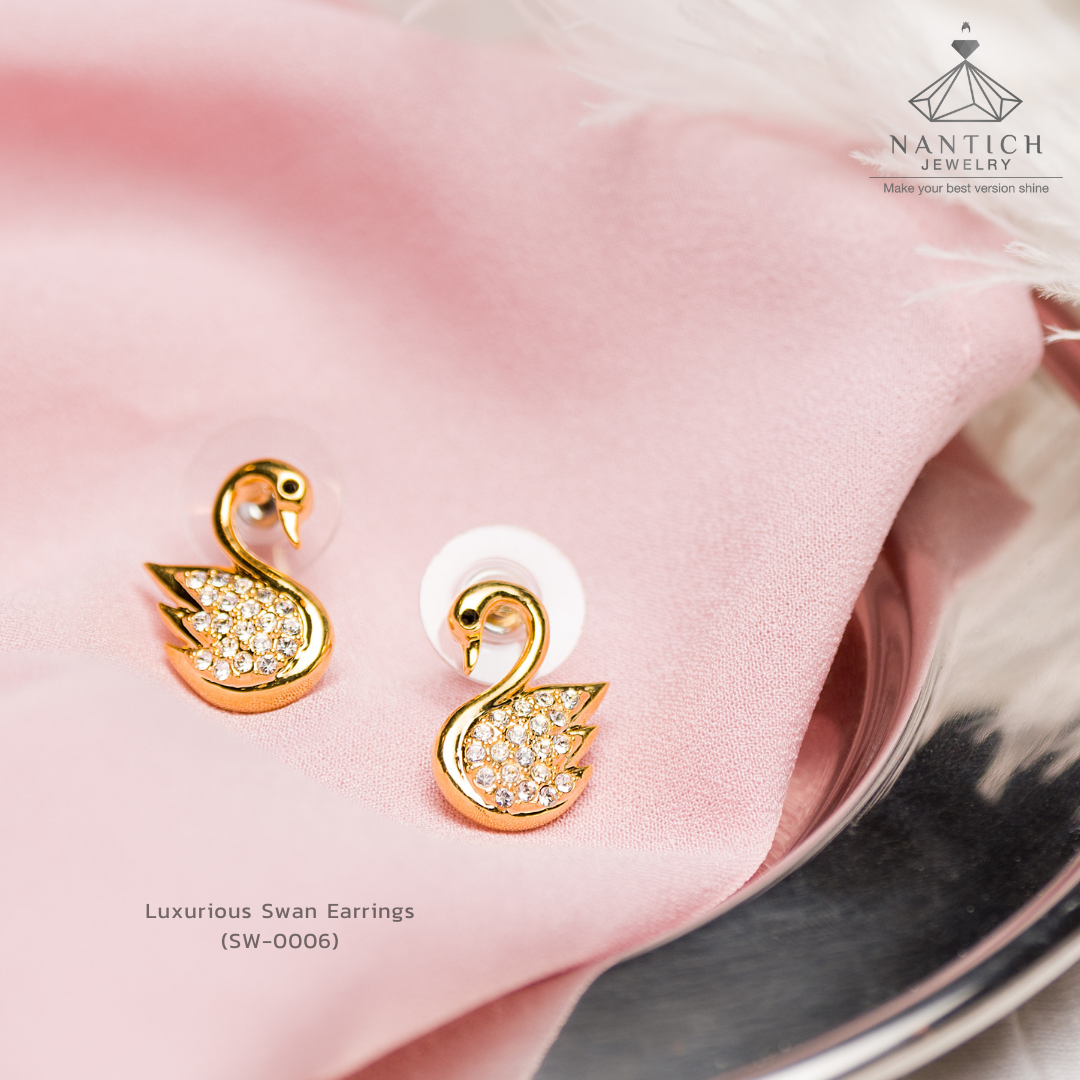 Gold swan earrings best sale