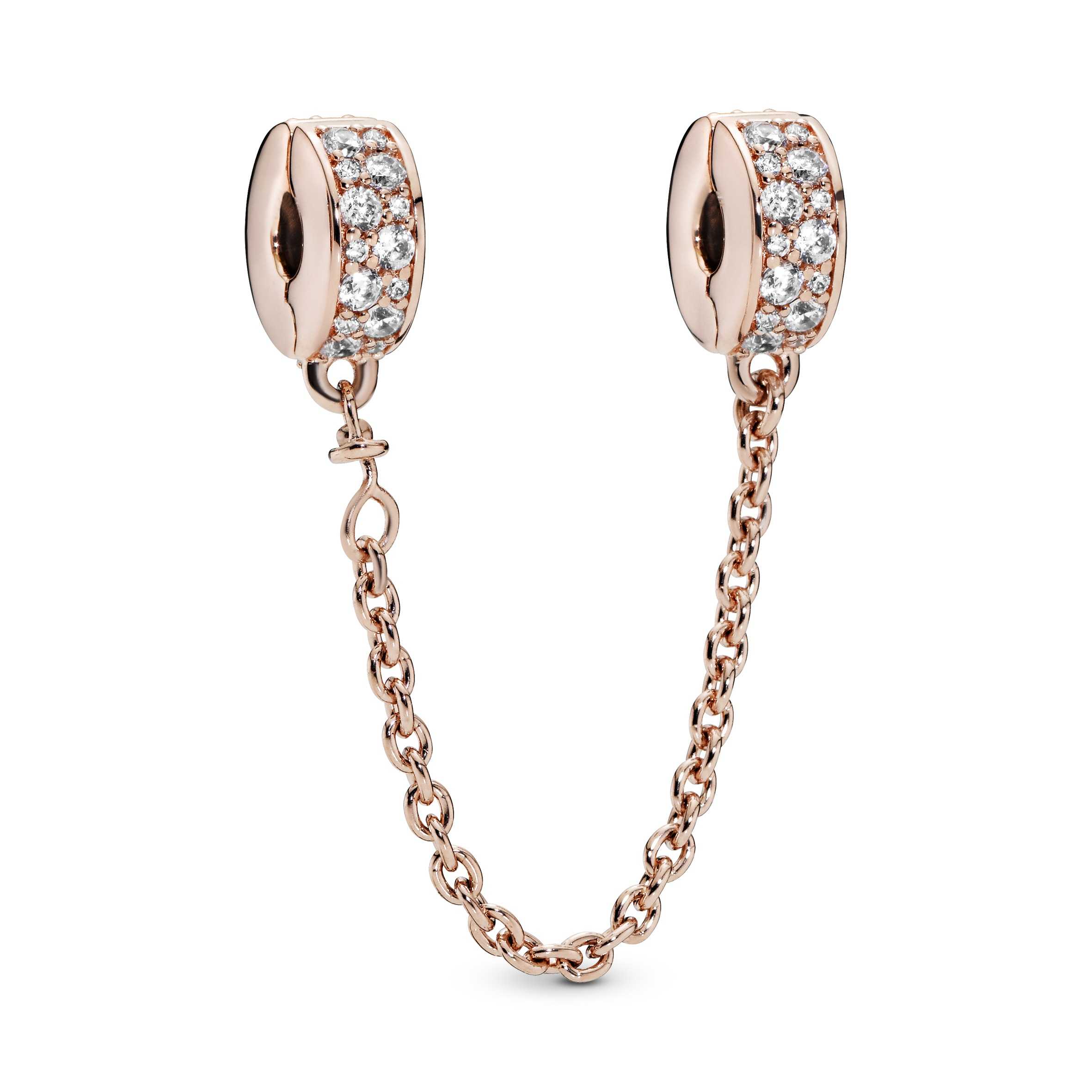 Clear Pavé Safety Chain Rose Clip Charm | LINE SHOPPING