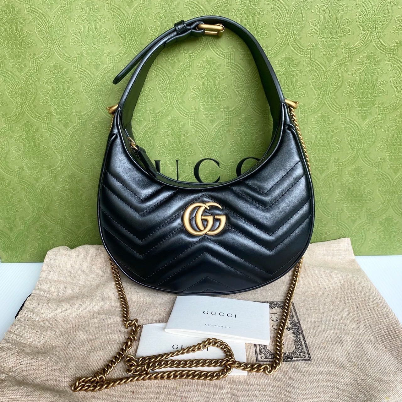 Gucci Mini GG Marmont Half Moon Hobo