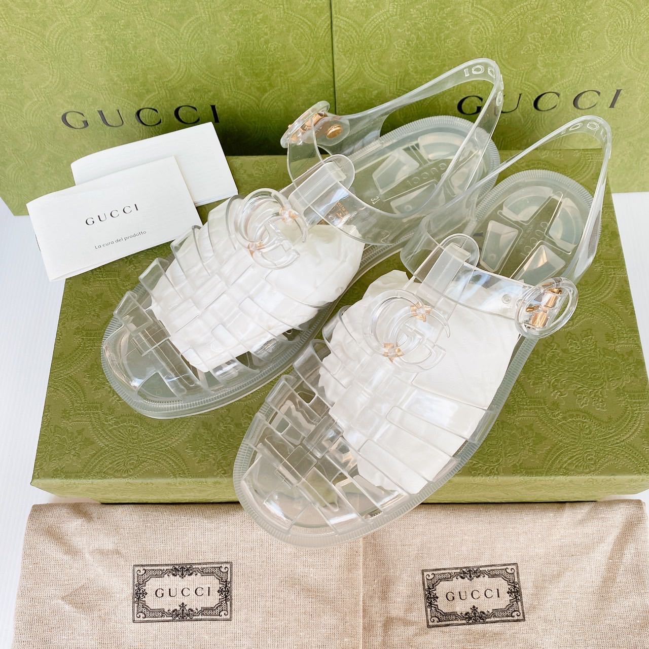 Gucci jelly sandals yg best sale