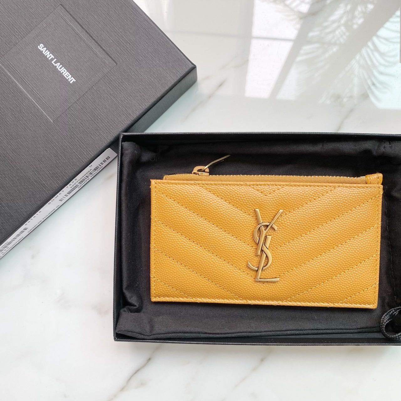 ysl card holder zip