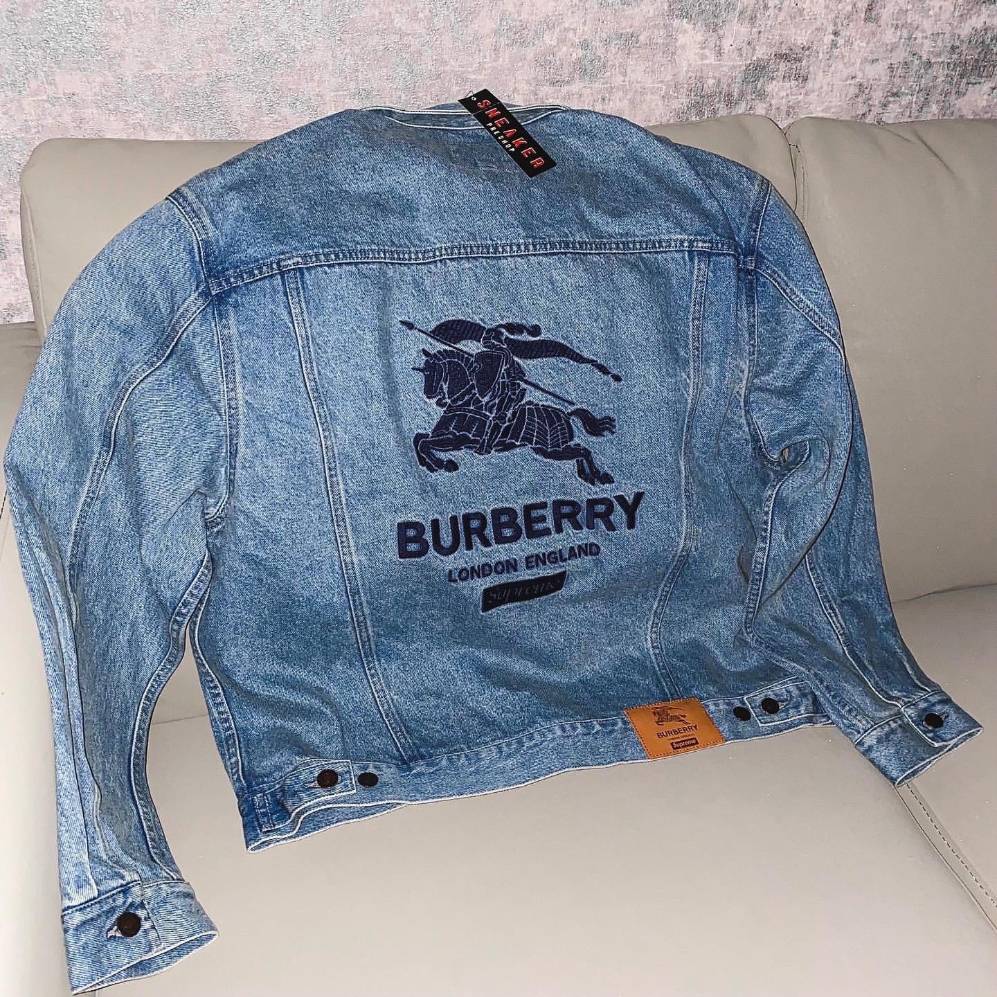 Supreme x Burberry Denim Trucker Jacket Washed Blue