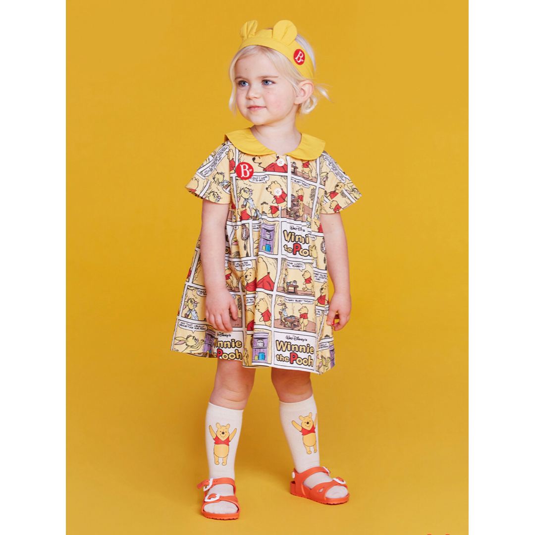 Winnie The Pooh Cartoon Baby Sailor Collar Woven Dress LINE SHOPPING