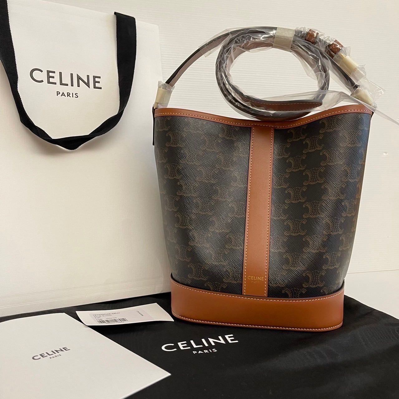 Celine Triomphe Canvas Small Bucket