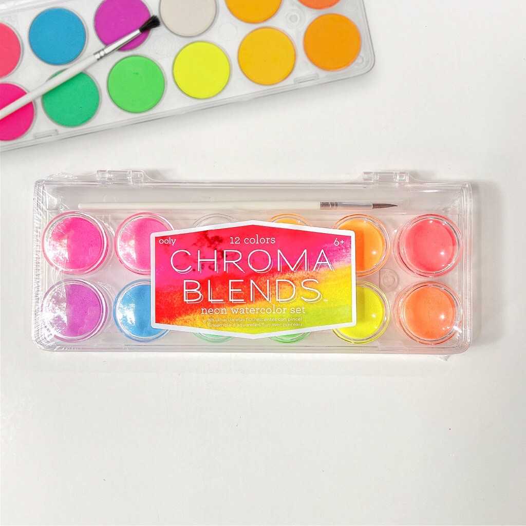 Chroma Blends Neon Watercolor Paint Set - 12 Colors - OOLY