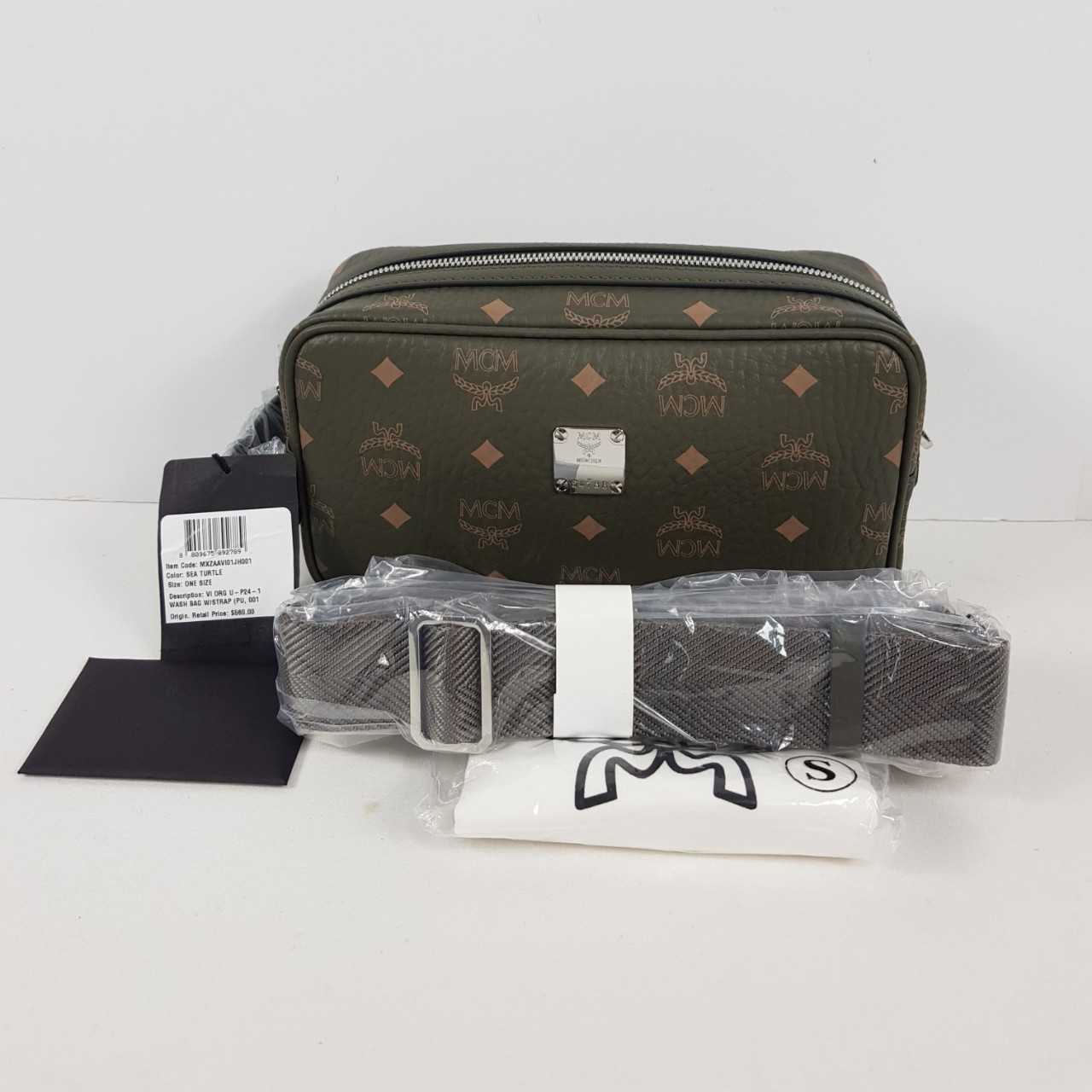 MCM Wash Bag in Visetos Original Green LINE SHOPPING