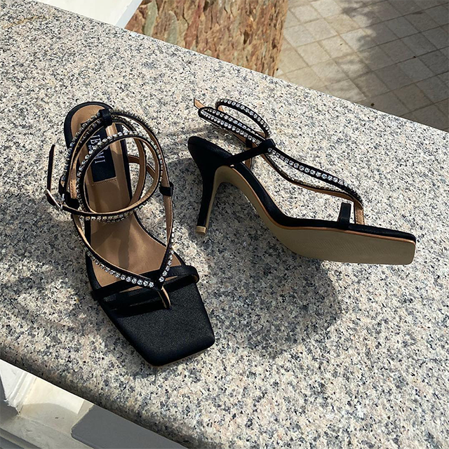 3 inch black sandal heels best sale