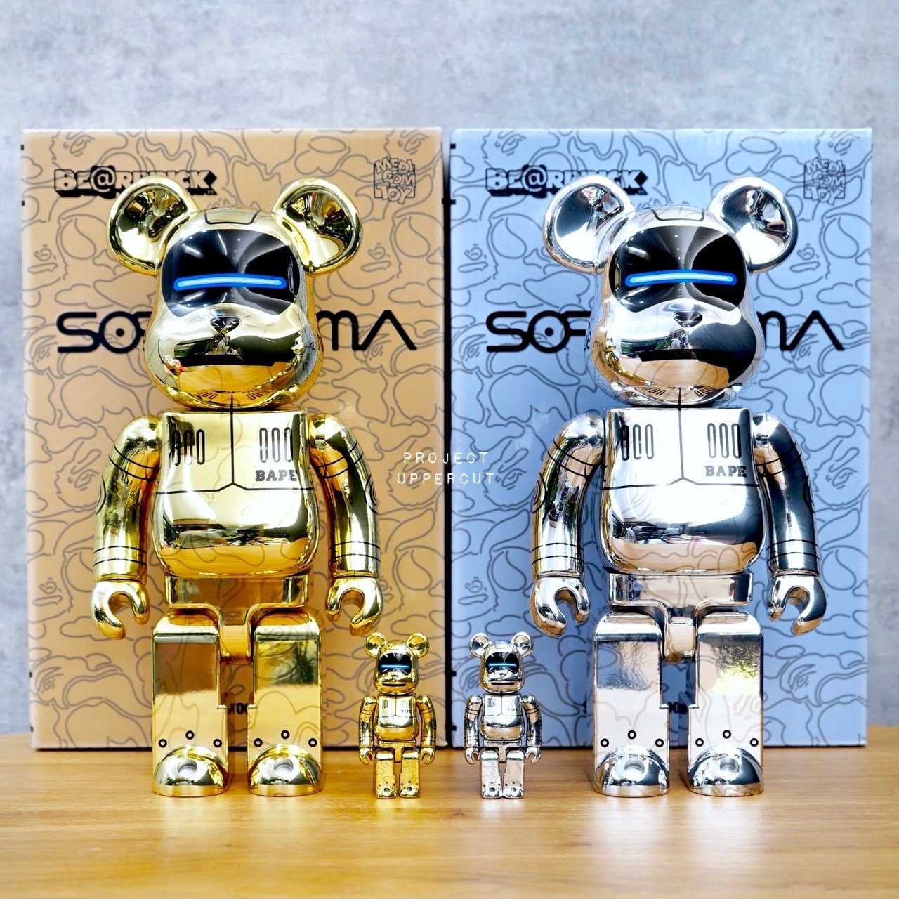 BE@RBRICK 400%+100% SORAYAMA x BAPE® : Baby Milo - Gold & Silver