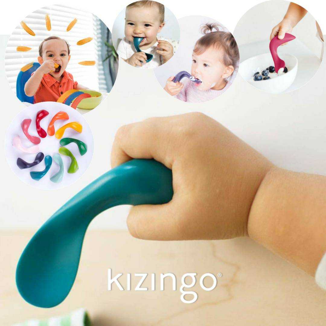 ช้อนเด็กฝึกทาน ช้อนหัดทาน อเมริกา Kizingo Right Handed Curved