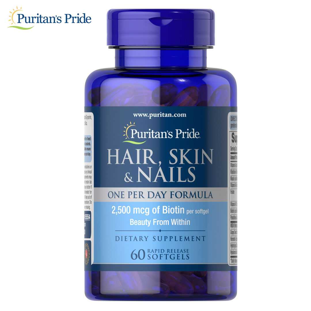 Puritan's Pride Hair, Skin & Nails One Per Day Formula 60 Softgels ...