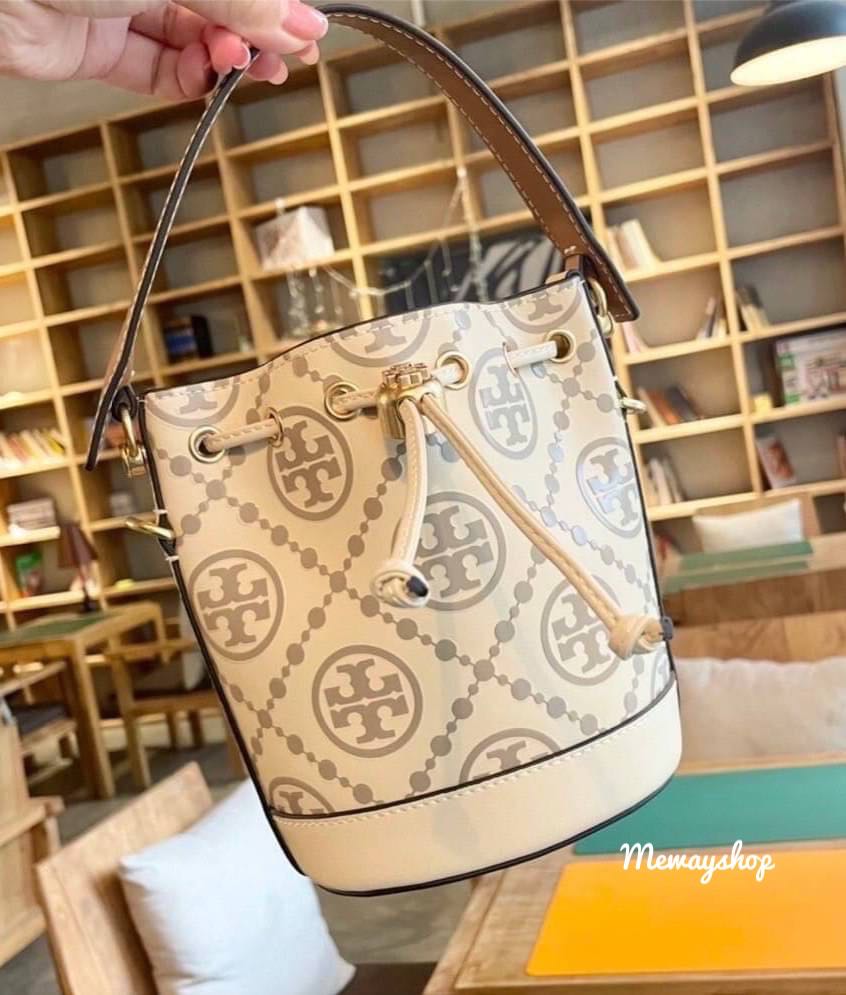 Tory Burch T Monogram Embossed Mini Bucket Bag