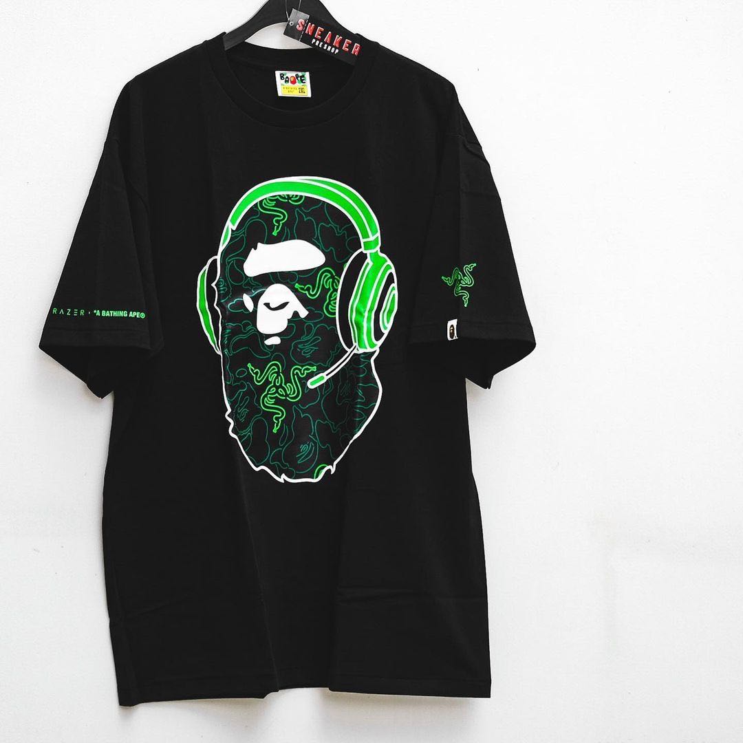 Neon green store bape shirt