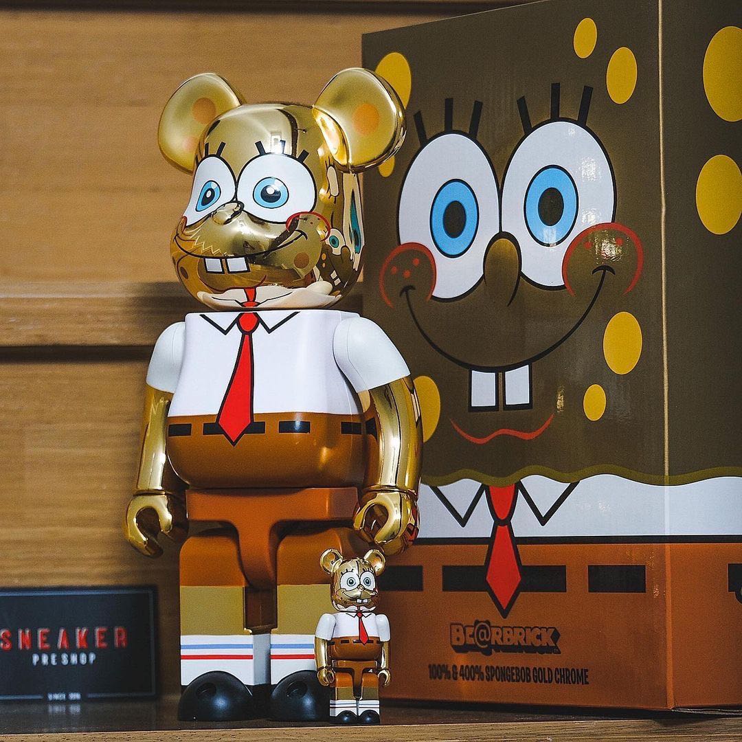 Bearbrick Spongebob Gold Chrome 100% & 400% | LINE SHOPPING