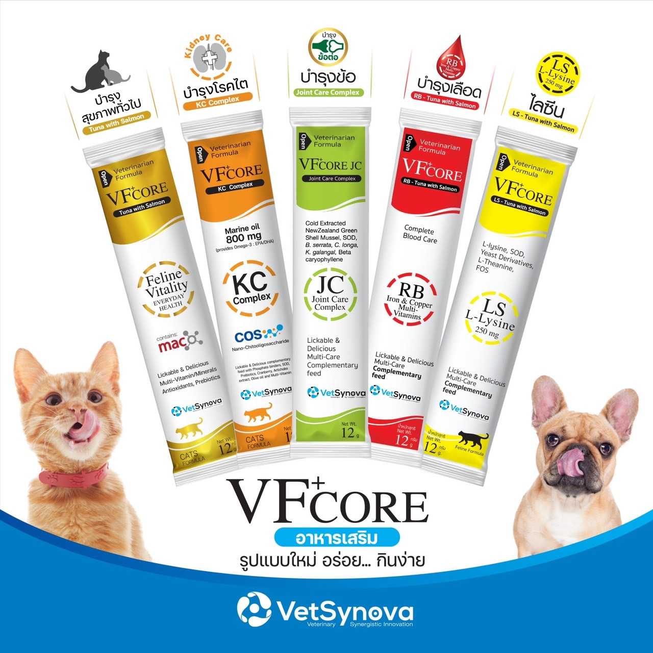 VFcore Llysine ไลซีน ขนมแมวเลีย สุนัขและแมว ( 1 ชิ้น / 1 กล่อง ( 30