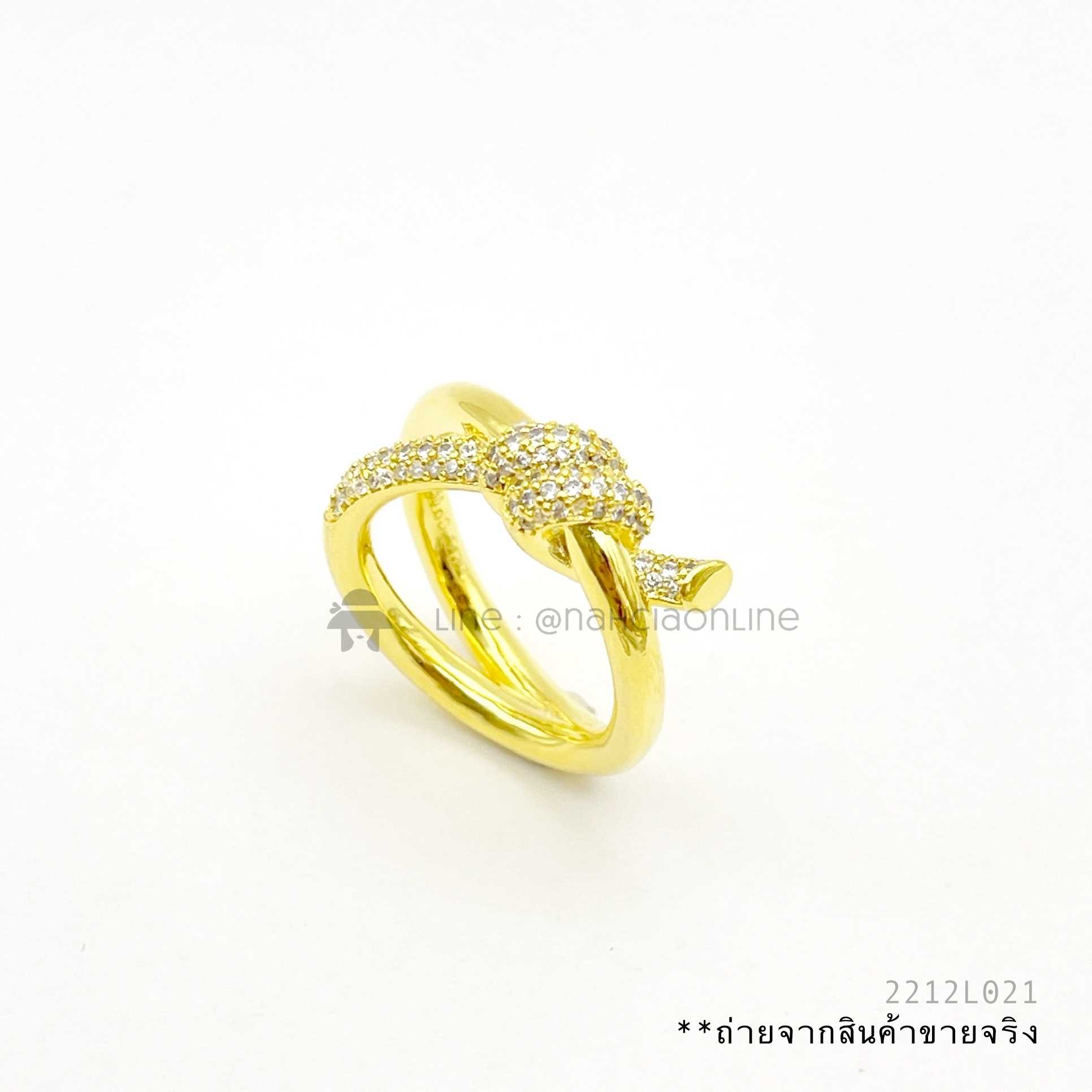 Tiffany Knot Double Row Ring in Yellow Gold with Diamonds