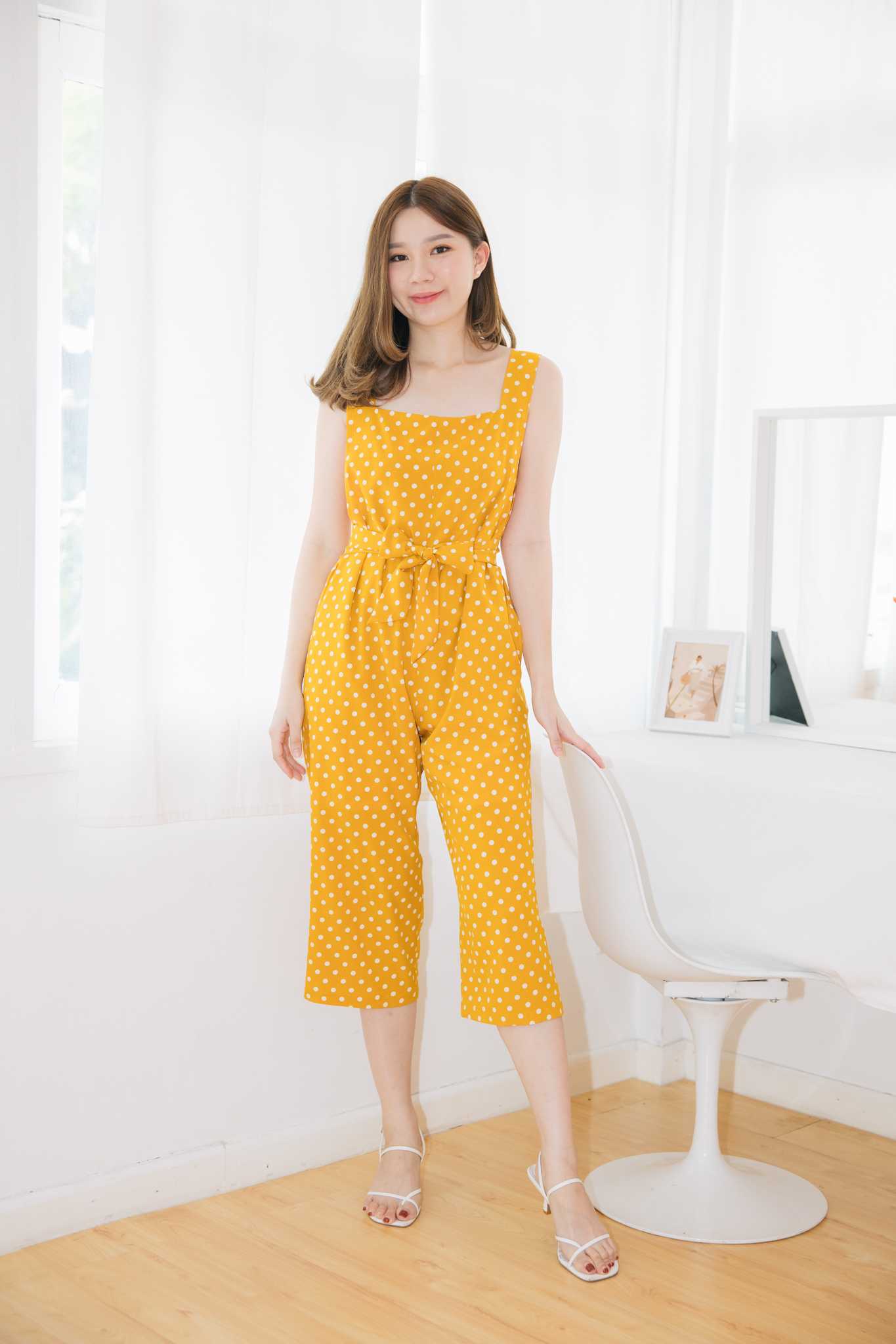Mustard polka dot sales jumpsuit