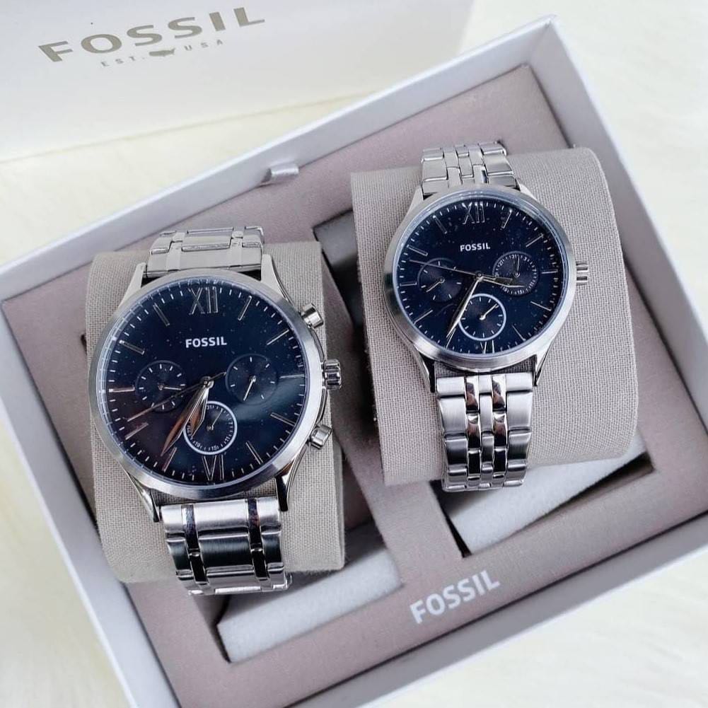 Fossil His and Her Fenmore Midsize Multifunction Stainless Steel