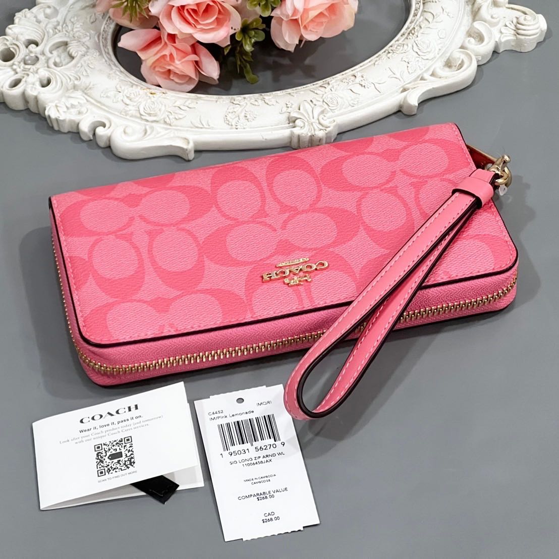 Pink wallet outlet coach