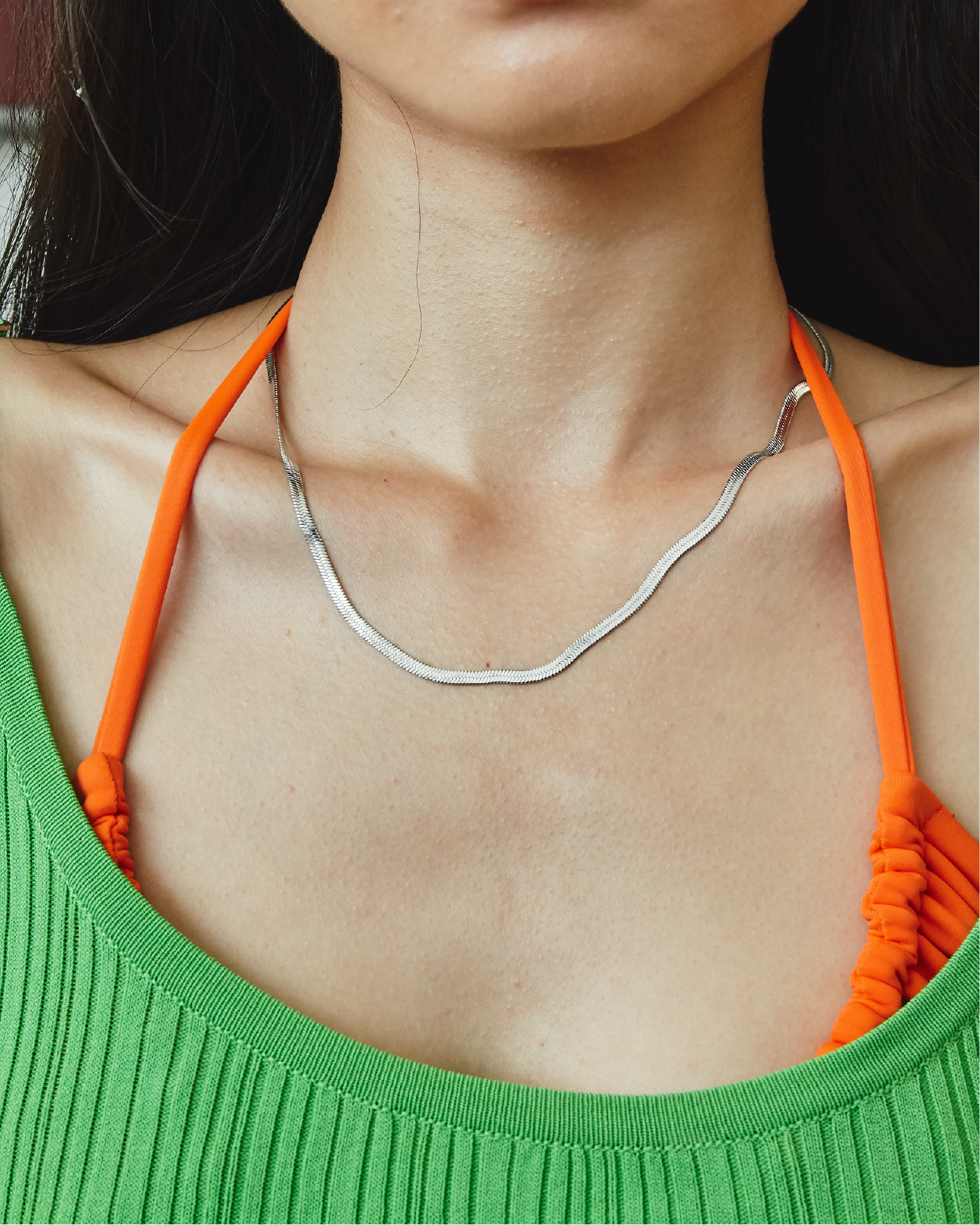 Herringbone white cheap gold chain