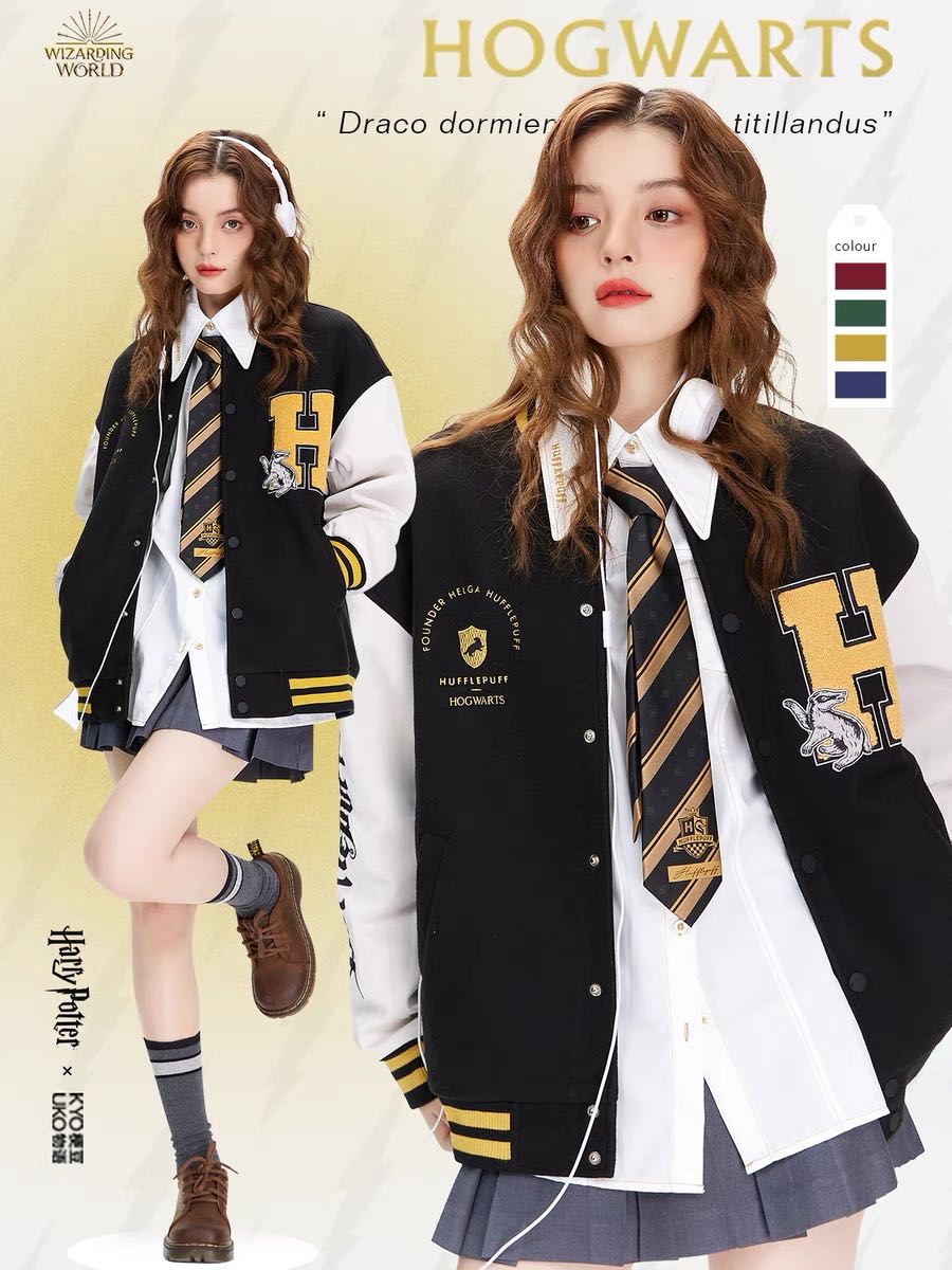 Harry Potter Bomber Jacket แจ็คเก็ตแฮร์รี่พอตเตอร์ เสื้อเบสบอล แขนหนัง