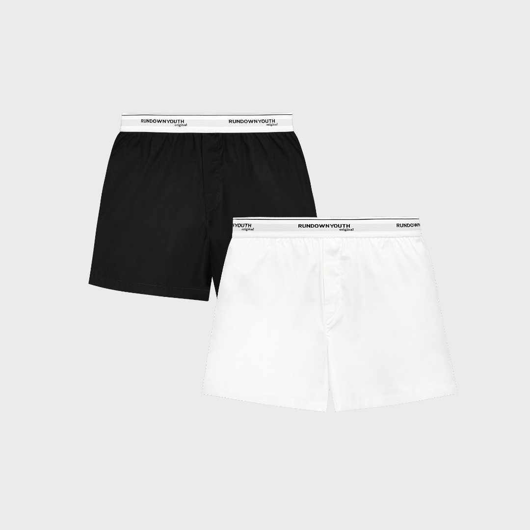 Unisex 'Super Soft' Boxer Shorts ( White / Black ) LINE SHOPPING