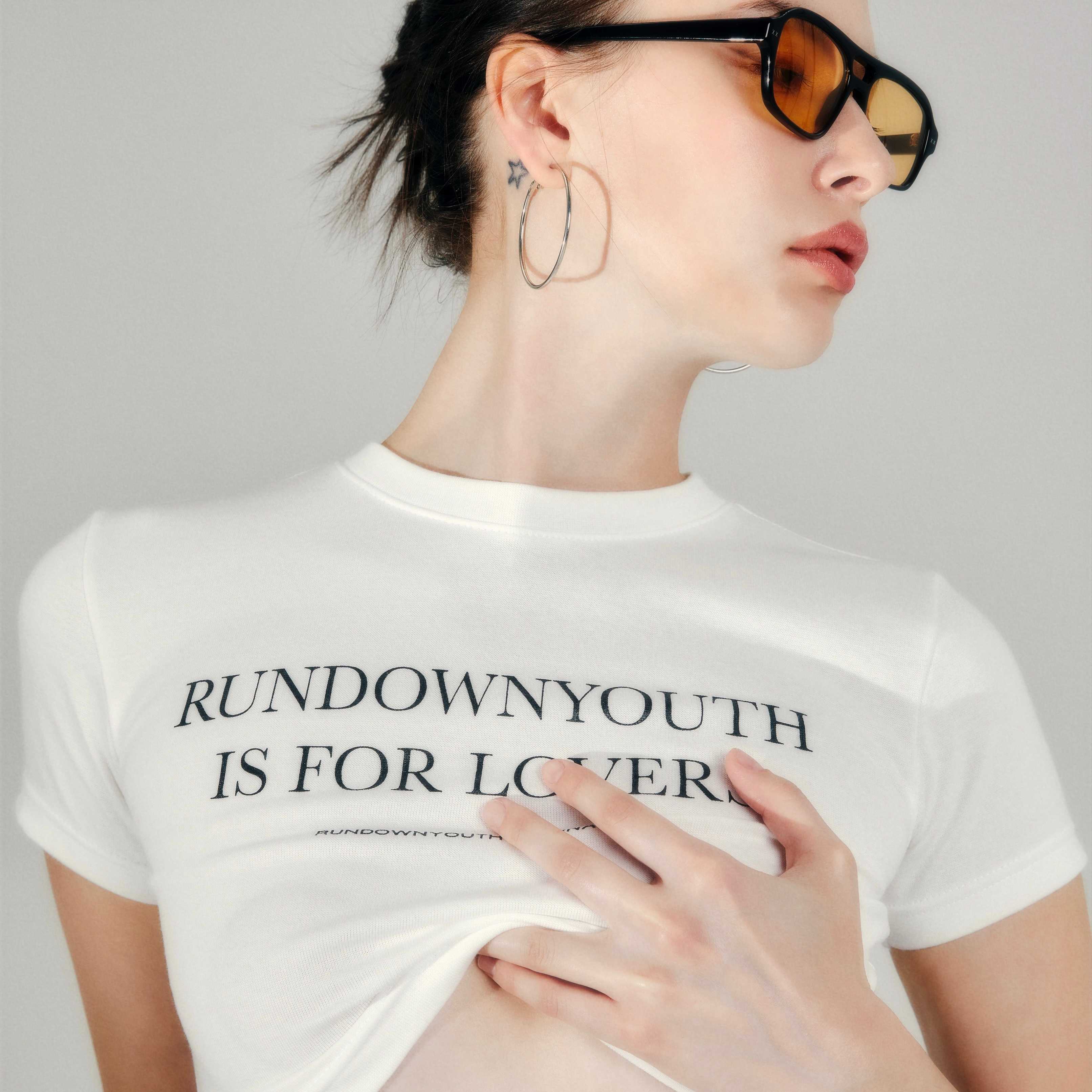 Baby Crop Tee for all LOVERS Off White Black LINE SHOPPING
