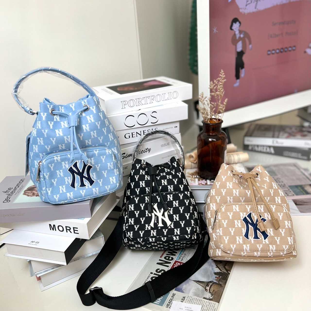 mlb monogram bucket bag