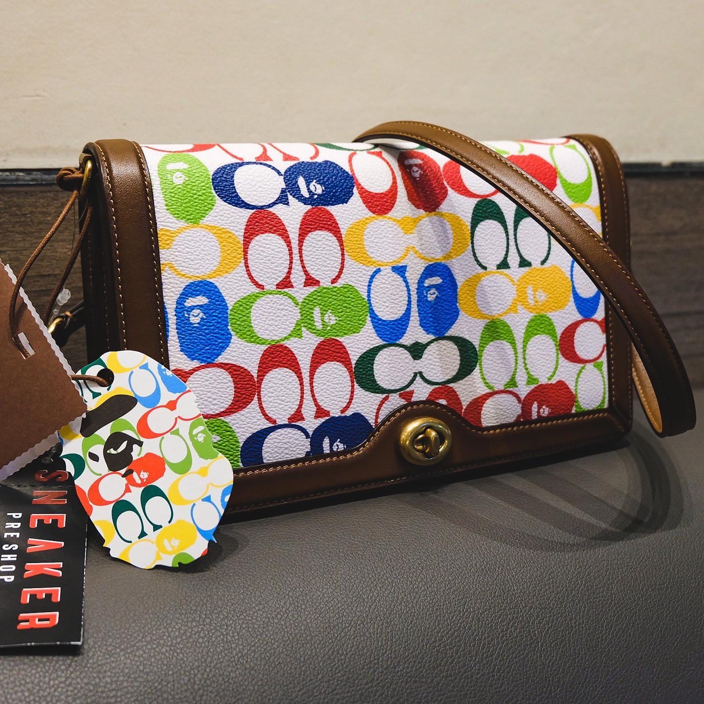 Coach x Bape Riley Crossbody Signature Canvas With Ape Head MultiColor