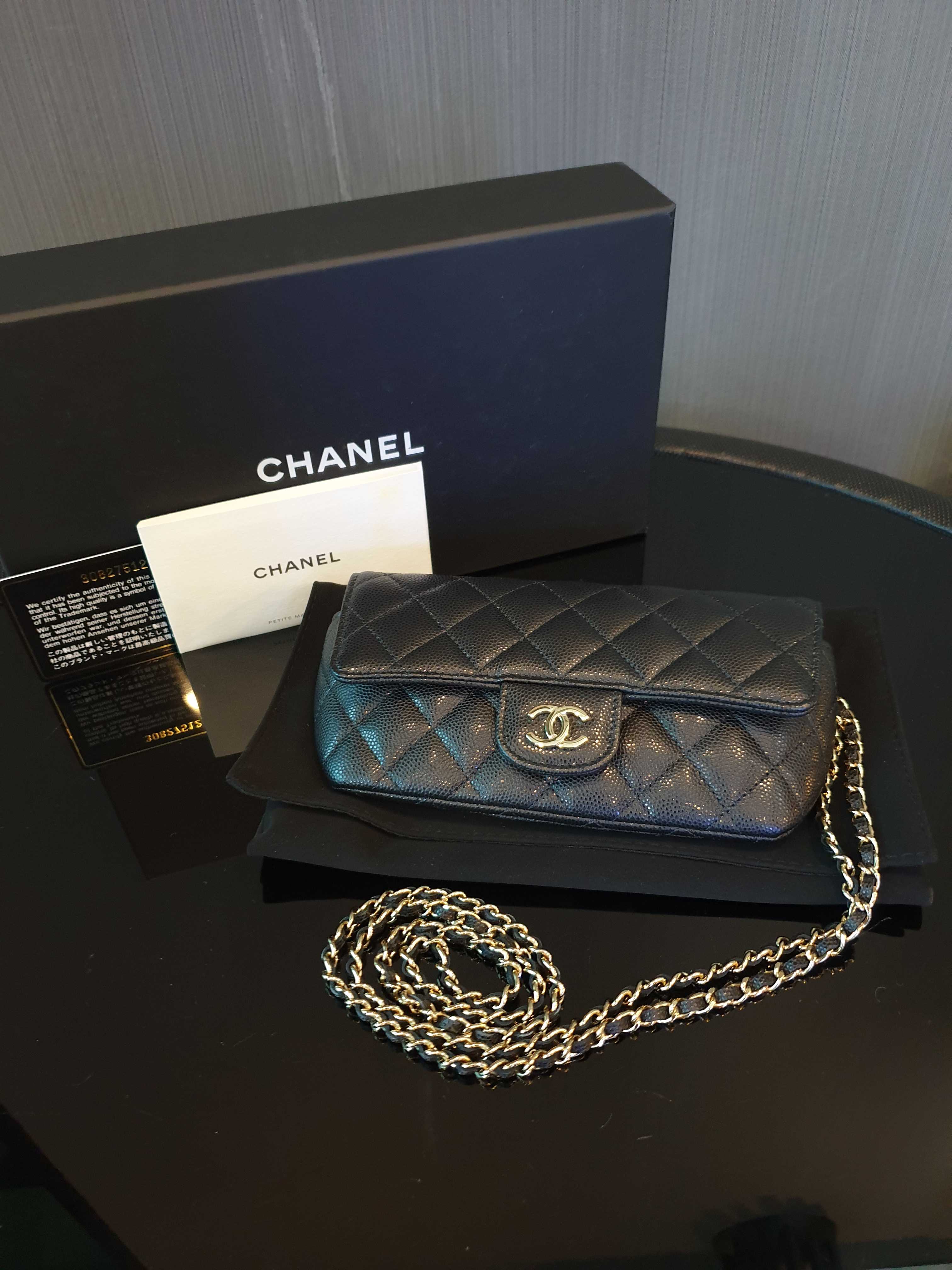 Chanel Mini O-Case Pouch in Black Caviar and GHW