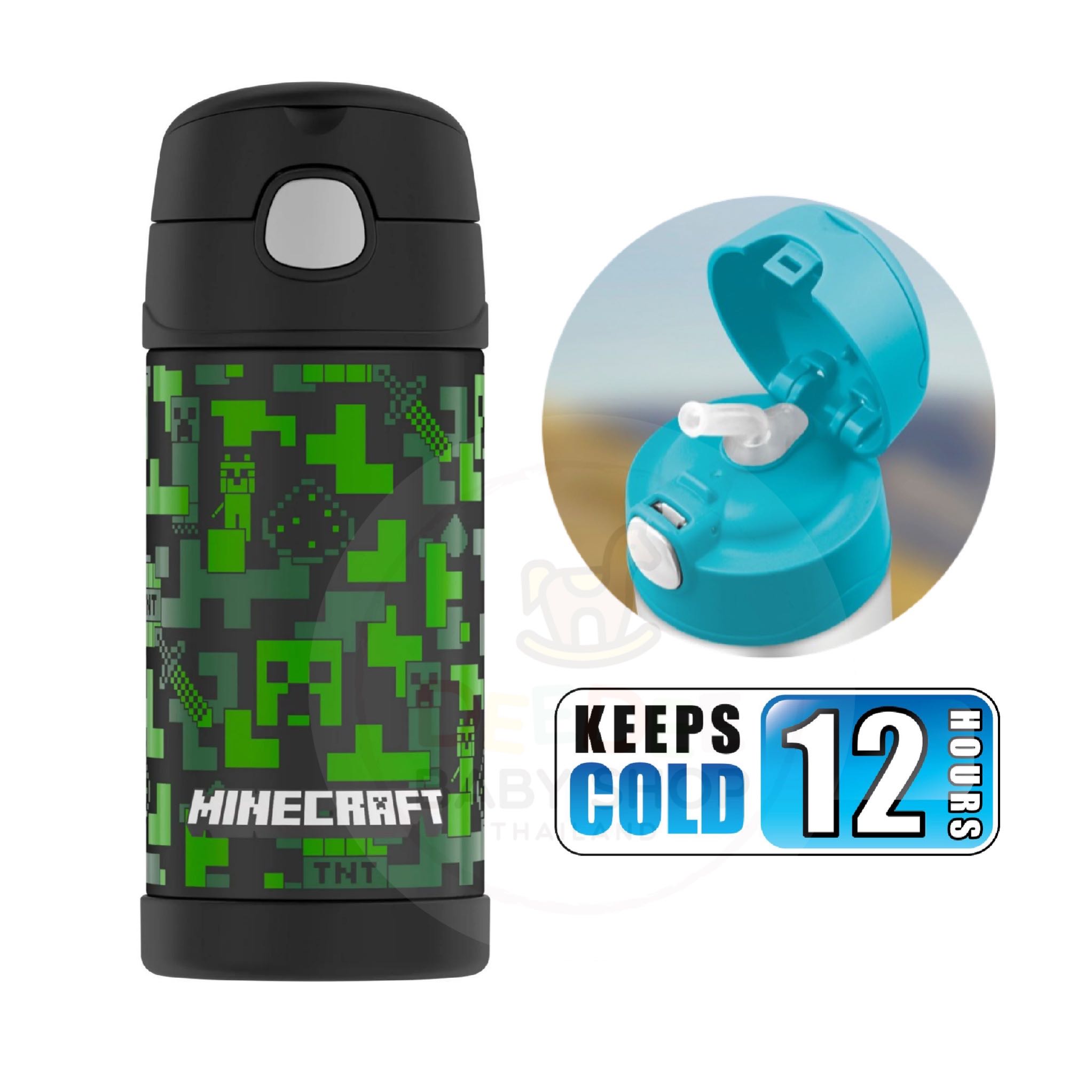 กระติกน้ำสเตนเลสรักษาอุณหภูมิ Thermos Minecraft FUNtainer Bottle 12OZ  (2022)