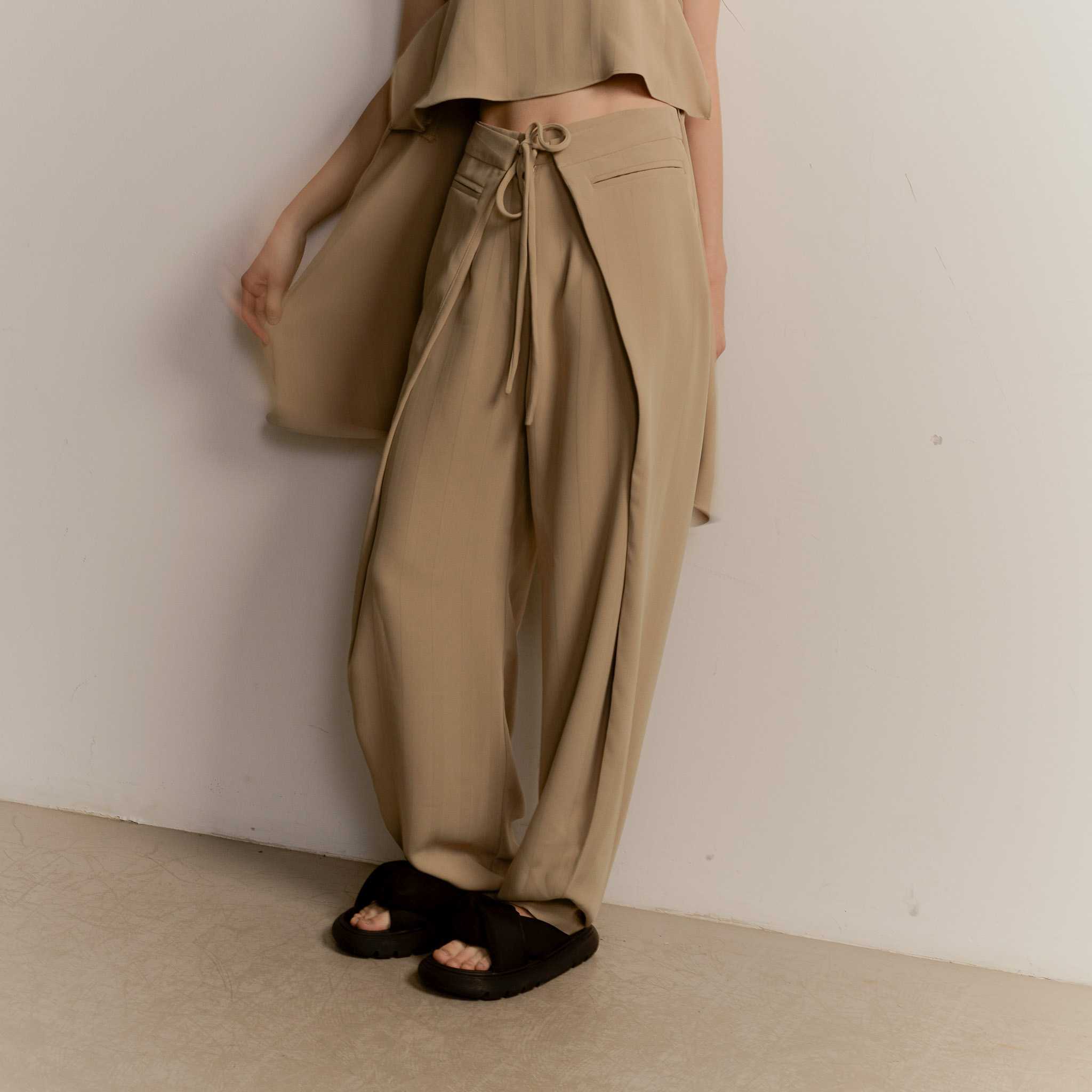 High waisted tie up pants 2025