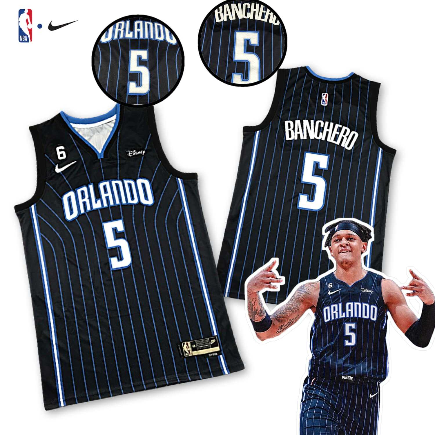 Orlando Magic Paolo Banchero 5 2022-23 Icon Edition Black Jersey