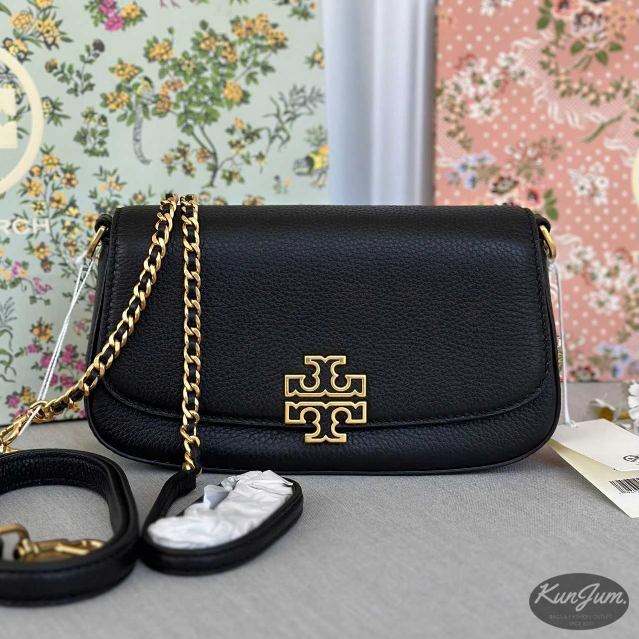 Tory Burch 138772 Britten Convertible Crossbody Bag in Black