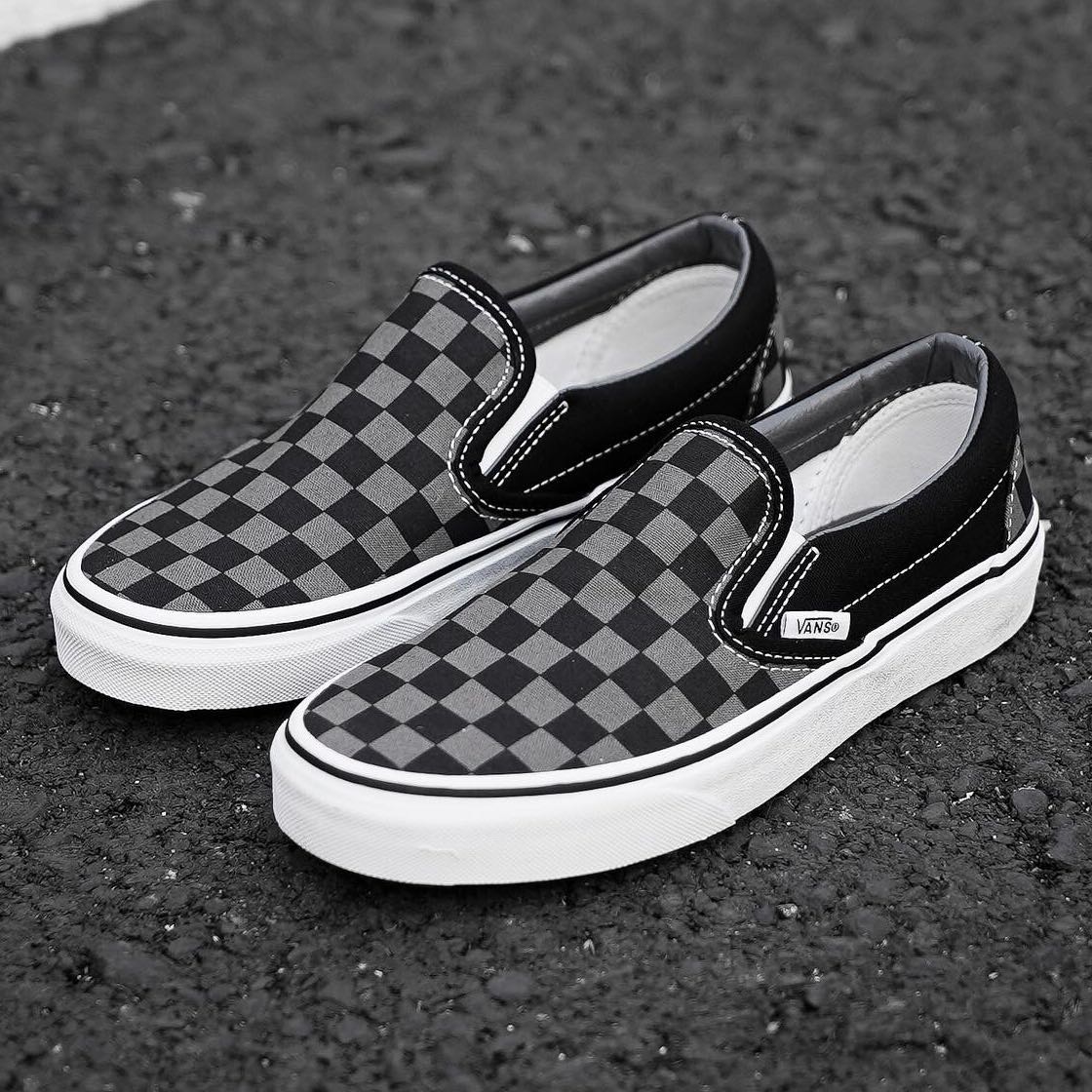 Dark gray checkered on sale vans