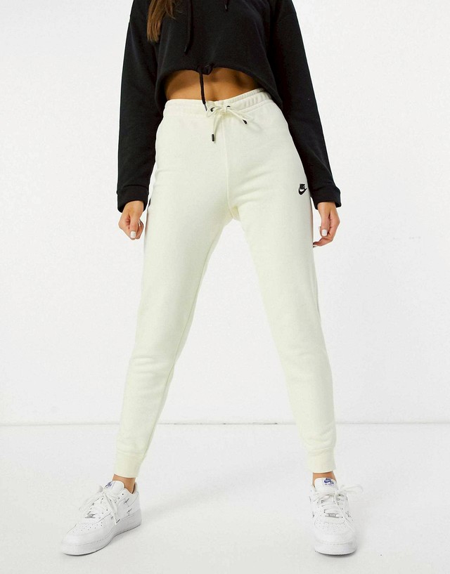 Nike essential tight fit fleece joggers in off white LINE SHOPPING