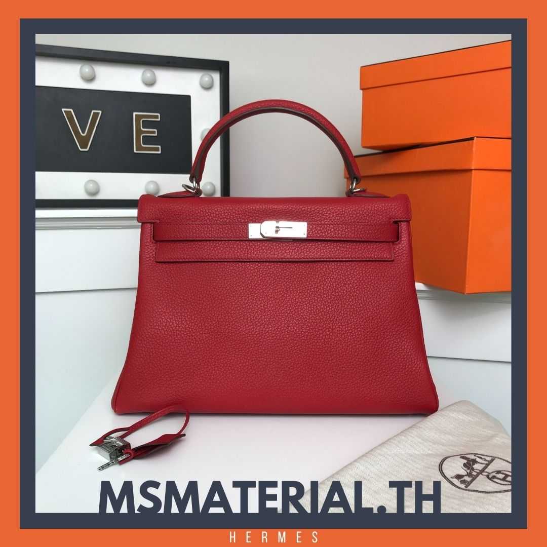 Hermes Kelly 32 Rouge tomate Clemence PHW