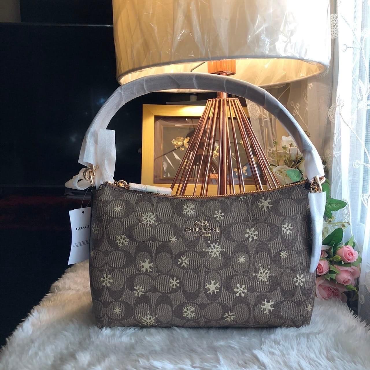 Coach Clara Shoulder Bag In Signature Canvas With Snowflake Print