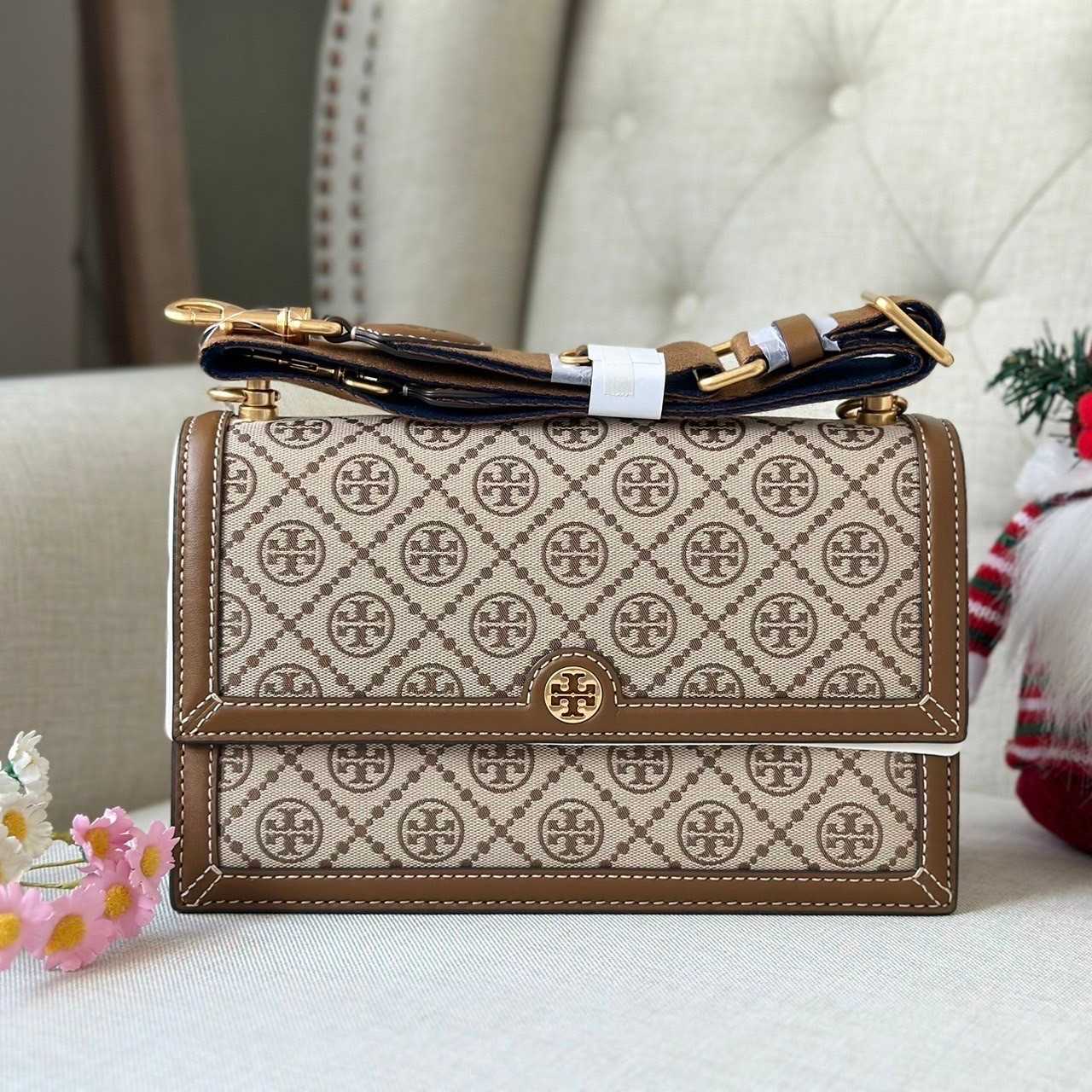 tory burch t monogram jacquard shoulder bag