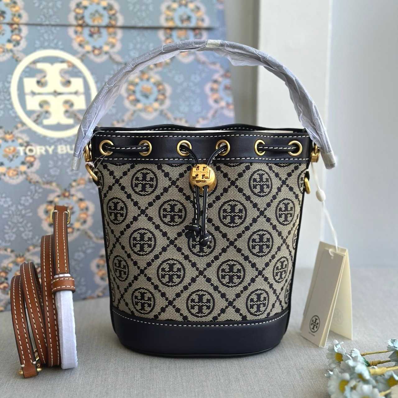 Tory Burch T Monogram Jacquard Bucket Bag