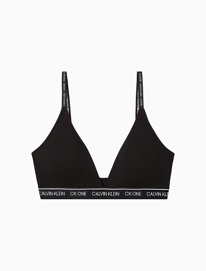 Calvin Klein Women's CK One Cotton Lightly Lined Triangle Bralette, Black,  L at  Women's Clothing store