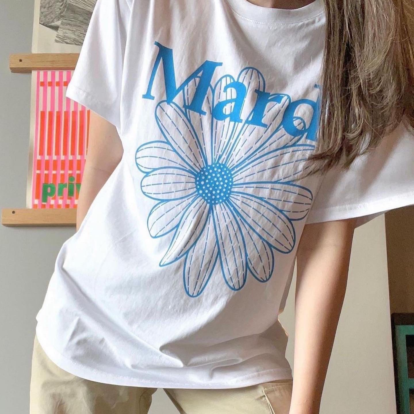 TSHIRT FLOWERMARDI_VIVIDBLUE WHITE