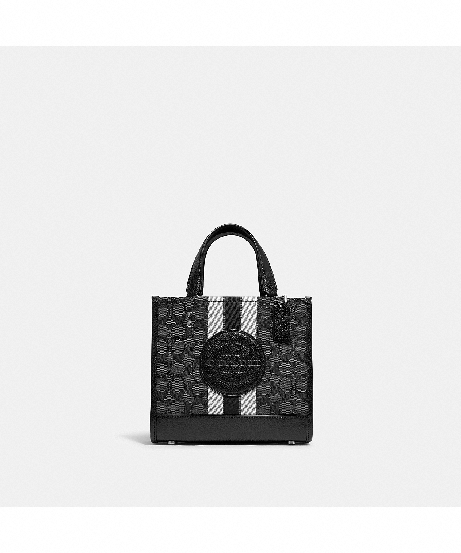 COACH DEMPSEY TOTE 22 IN SIGNATURE JACQUARD WITH STRIPE AND COACH PATCH ...