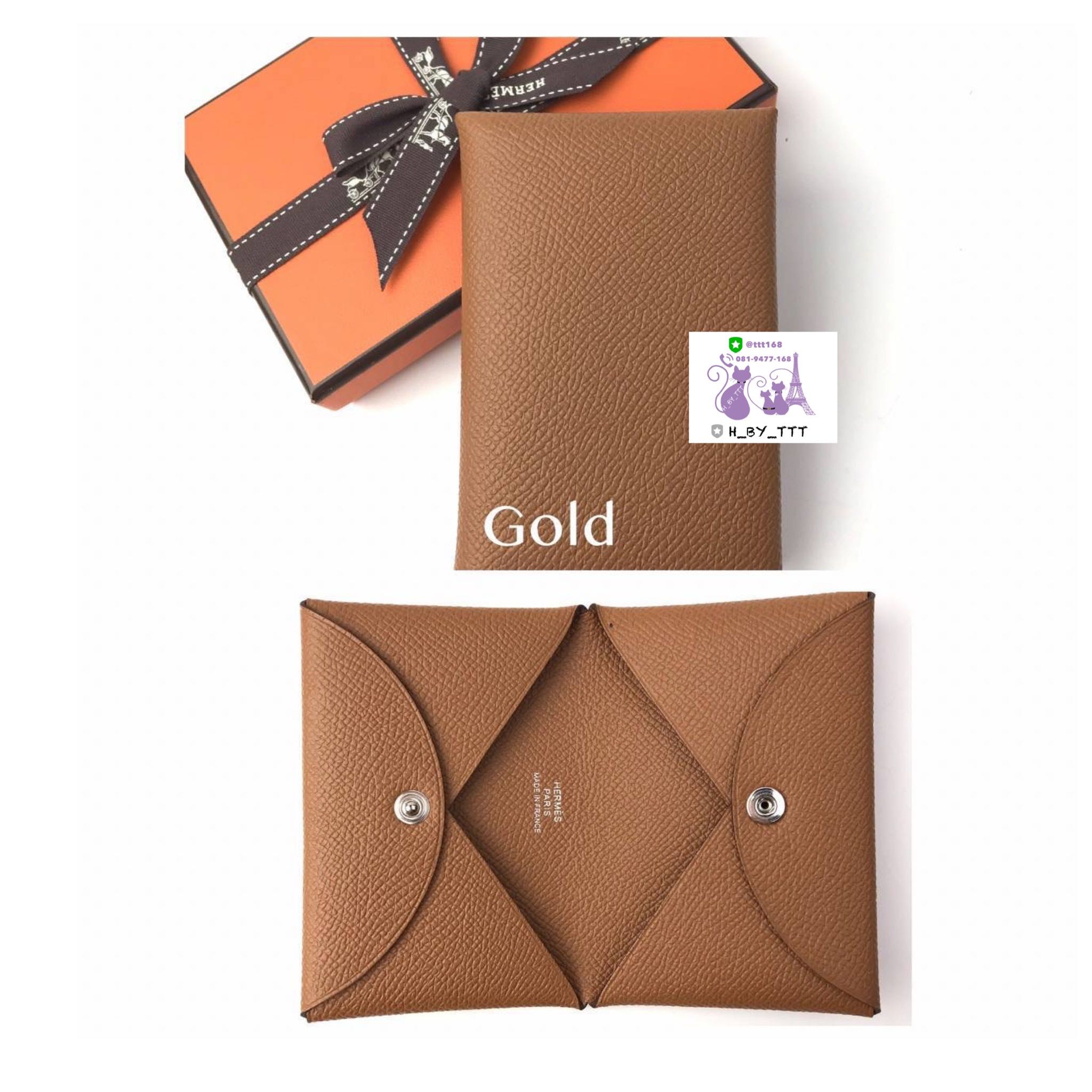 Hermes Calvi Card Holder Gold