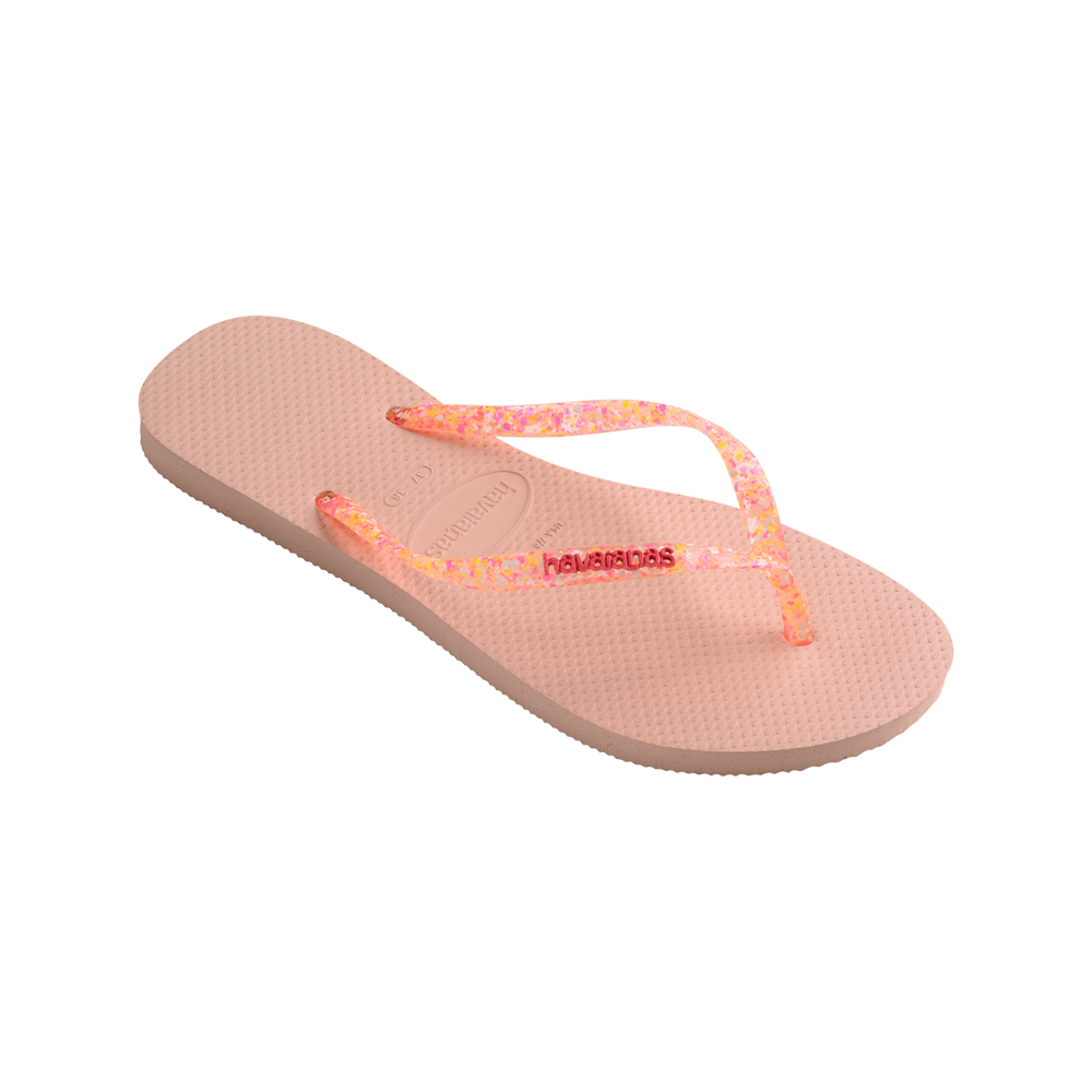 Havaianas slim logo best sale metallic pink rose