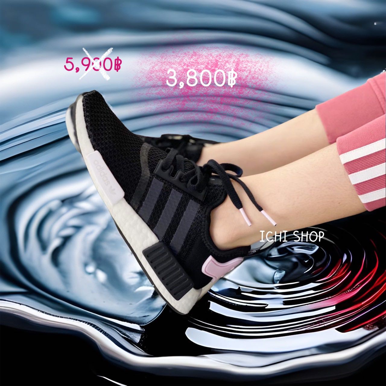 Adidas nmd black white clear pink clearance